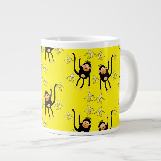 Schattigee kleine aap en bananen extra grote beker (Voorkant rechts)