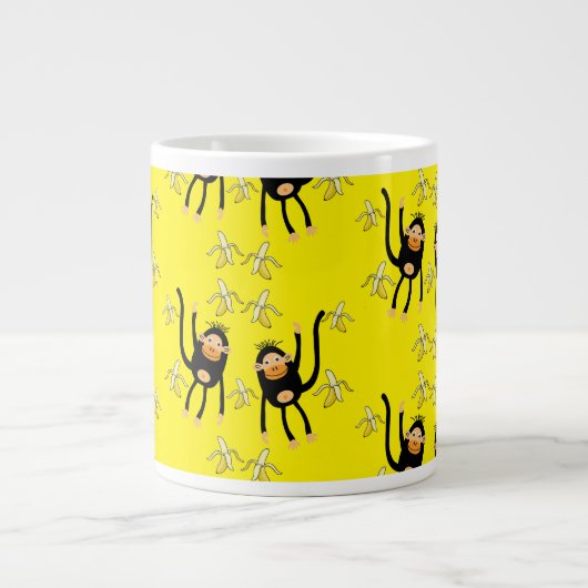 Schattigee kleine aap en bananen extra grote beker (Voorkant)