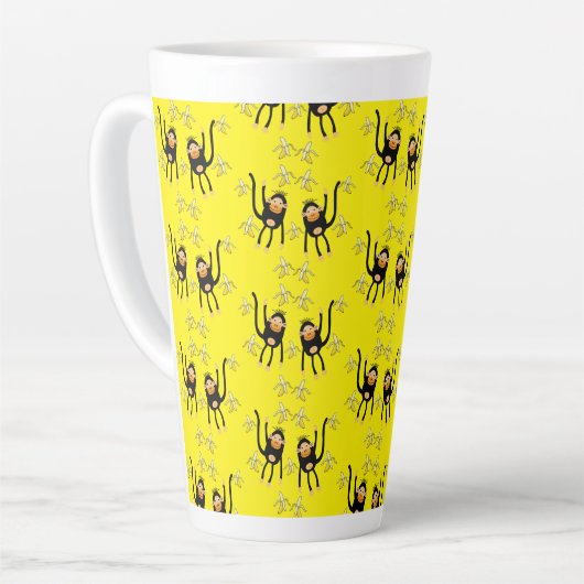 Schattigee kleine aap en bananen latte mok (Linkerhoek)