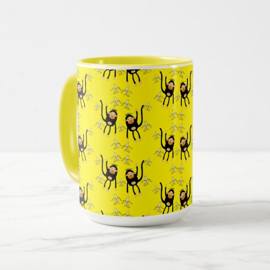 Schattigee kleine aap en bananen mok (Voorkant links)