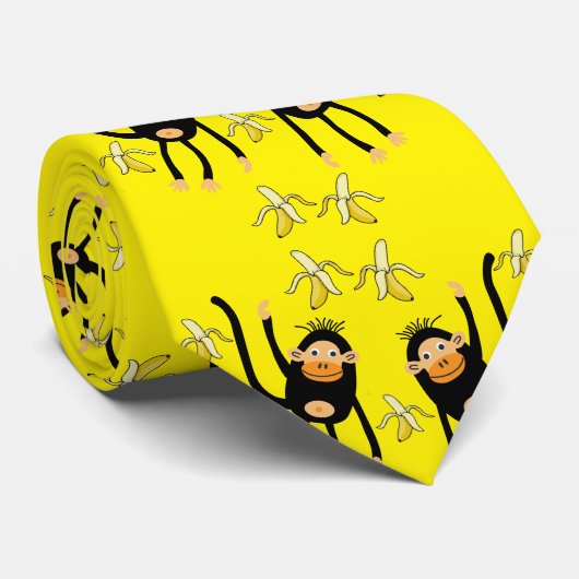 Schattigee kleine aap en bananen stropdas (Opgerold)