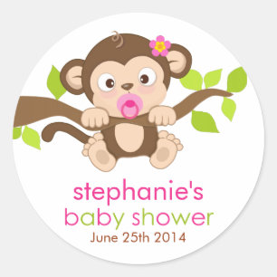 Schattigee kleine aap meisje Baby shower Sticker