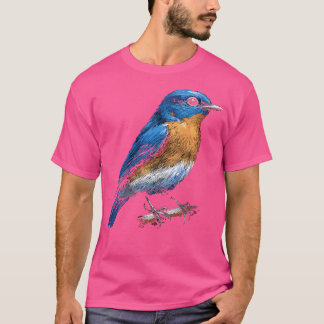 Schattigee kleine achtertuin vogel oosterse bluebi t-shirt