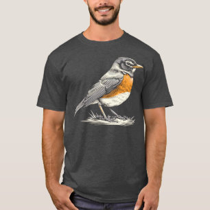 Schattigee kleine Amerikaanse robin bird natuur il T-shirt