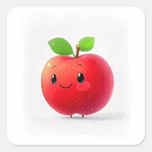 Schattigee kleine appel vierkante sticker