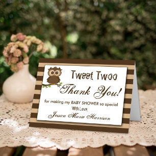 Schattigee kleine Baby Uil   Baby shower Dank u Bedankkaart