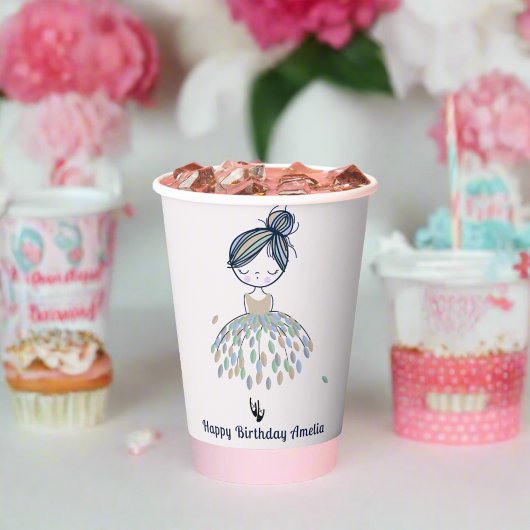 Schattigee kleine ballerina prinses verjaardagsfee papieren bekers