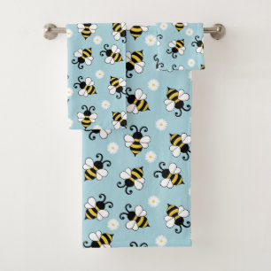 Schattigee kleine bijen en madeliefjes bloemenpatr bad handdoek