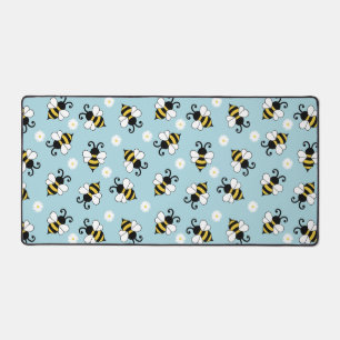 Schattigee kleine bijen en madeliefjes bloemenpatr bureaumat