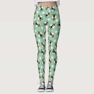 Schattigee kleine bijen en madeliefjes bloemenpatr leggings
