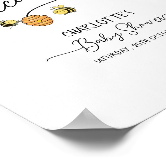 Schattigee Kleine Bijen Honingraat Baby shower Wel Poster (Hoek)