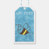 Schattigee kleine bijen vliegende blauwe Waterverf Cadeaulabel (Voorkant)