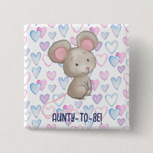 Schattigee Kleine Blauwe Tante om Schattige Baby s Vierkante Button 5,1 Cm