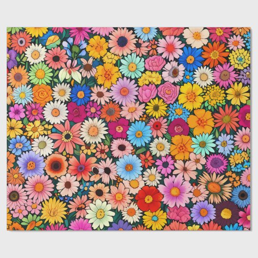 Schattigee kleine bloemhoofdjes cadeaupapier (Vlak)