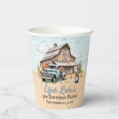 Schattigee kleine boer 3e verjaardagsfeestje papieren bekers (Achterkant)