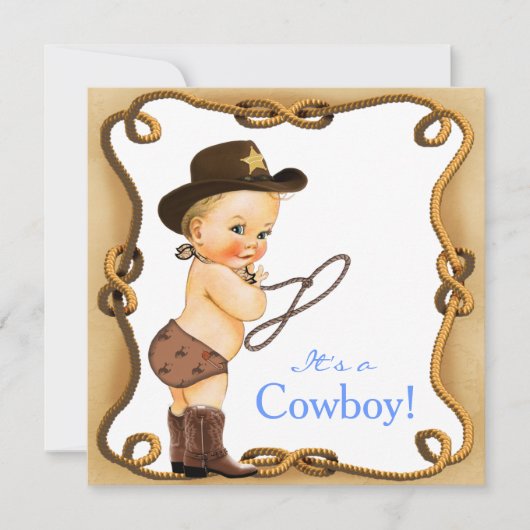 Schattigee kleine cowboy Baby shower Kaart (Voorkant)