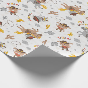 Schattigee kleine cowboy Beer, hond en kat Cadeaupapier