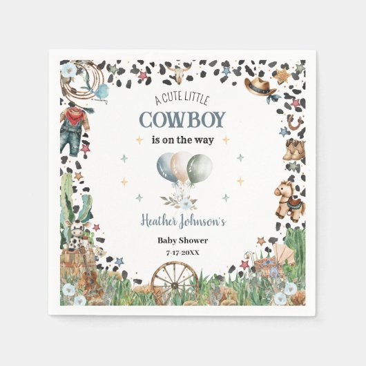 Schattigee kleine cowboy Westerne Waterverf Baby s Servet (Voorkant)