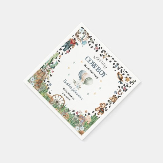 Schattigee kleine cowboy Westerne Waterverf Baby s Servet (Hoek)