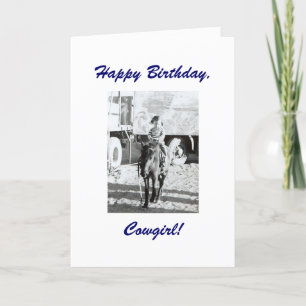 Schattigee Kleine Cowgirl & Pony Verjaardagswense Kaart