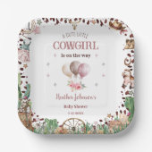 Schattigee kleine Cowgirl Westerne Waterverf Baby Papieren Bordje (Voorkant)