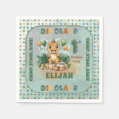 Schattigee kleine dinosaurusjongen 1e verjaardagsf servet (Voorkant)