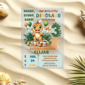 Schattigee kleine dinosaurusjongen 3e verjaardagsf acryl uitnodigingen