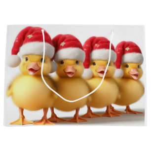 Schattigee kleine eendjes met kerstmutsen groot cadeauzakje