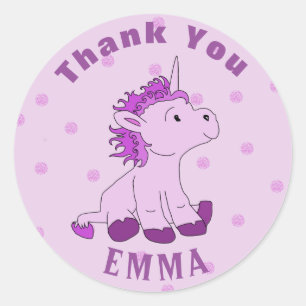 Schattigee kleine eenhoorn dank je naam ronde sticker