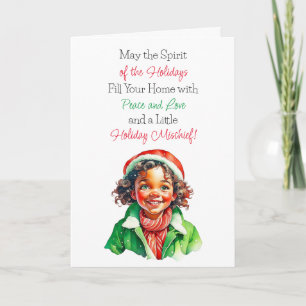Schattigee kleine elf kerstzegeningen kaart