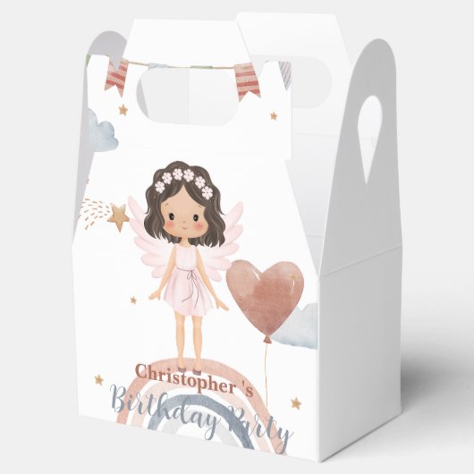 Schattigee Kleine engel afro meisjes Ballon Verjaa Bedankdoosjes (Geopend)