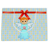 Schattigee kleine engel en sterrenachtige achtergr large cadeautasje (Voorkant)