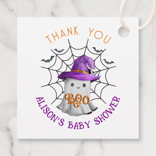 Schattigee kleine geest BOO Dank U baby shower Bedankjes Labels (Achterkant)