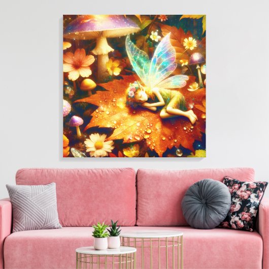 Schattigee kleine grillige fee slapen canvas afdruk (Insitu (Woonkamer))