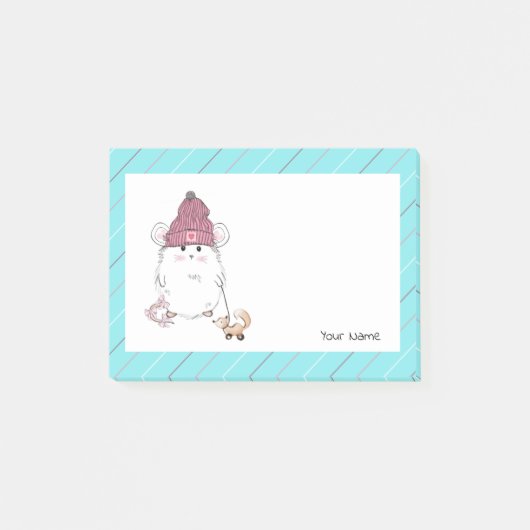 Schattigee Kleine Hamster Blauw Custom Post-it® Notes (Voorkant)