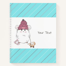 Schattigee kleine hamster blauw gestreept notitieboek