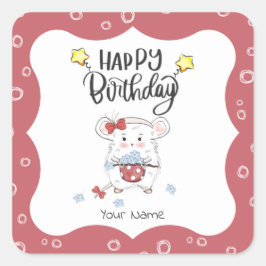 Schattigee kleine hamster Custom Happy Birthday Vierkante Sticker