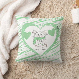 Schattigee kleine hamster wit groen kussen