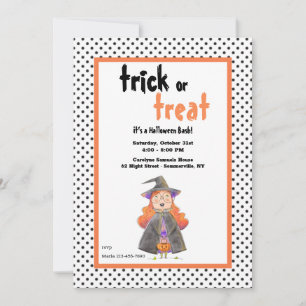 Schattigee kleine heks Halloween Party Kaart