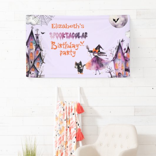 Schattigee kleine heks Spooktacular Verjaardagsfee Spandoek (Insitu)