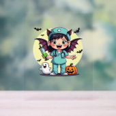 Schattigee kleine heks verpleegkundige Halloween P Acryl Bord (Neutraal)