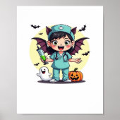 Schattigee kleine heks verpleegkundige Halloween P Poster (Voorkant)