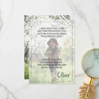 Schattigee kleine jongen foto verjaardag bedankkaa bedankkaart