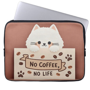 Schattigee Kleine kattenpootafdrukken en koffiebon Laptop Sleeve