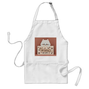 Schattigee Kleine kattenpootafdrukken en koffiebon Standaard Schort