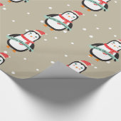 Schattigee kleine kerst Penquin "Vrolijk kerstfees Cadeaupapier (Hoek)