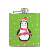 Schattigee kleine kerst Penquin "Vrolijk kerstfees Heupfles (Voorkant)