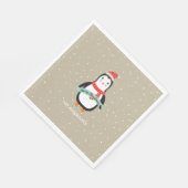 Schattigee kleine kerst Penquin "Vrolijk kerstfees Servet (Hoek)