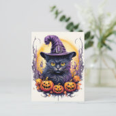 Schattigee kleine kitty kat heks briefkaart (Staand voorkant)