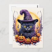 Schattigee kleine kitty kat heks briefkaart (Voorkant / Achterkant)